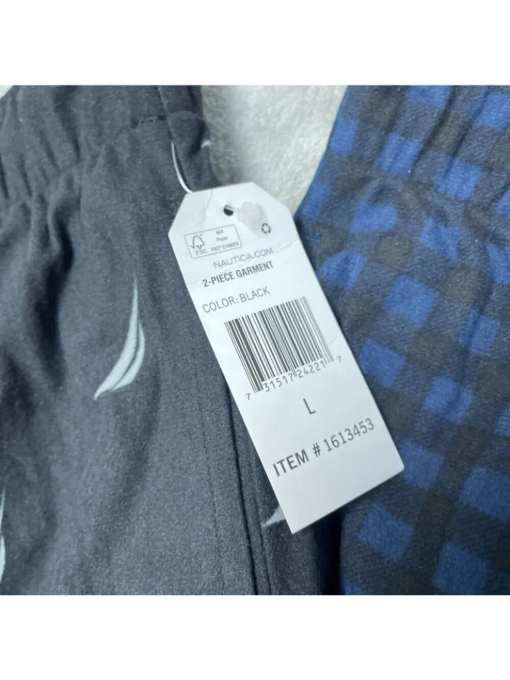 NWT 2-Pack  Nautica Men's Large Fleece Lounge Pants Black & Blue Comfort i2005